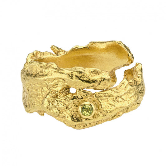 Bark Ring With Gemstone