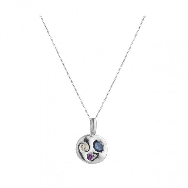 Halcyon Round necklace with Amethyst, Blue And White sapphires